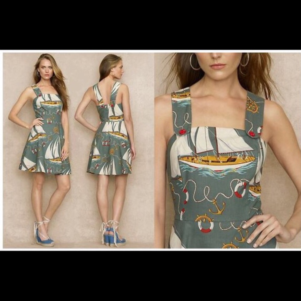 RL Blue Label Multicolor Sailboat Motif Dress